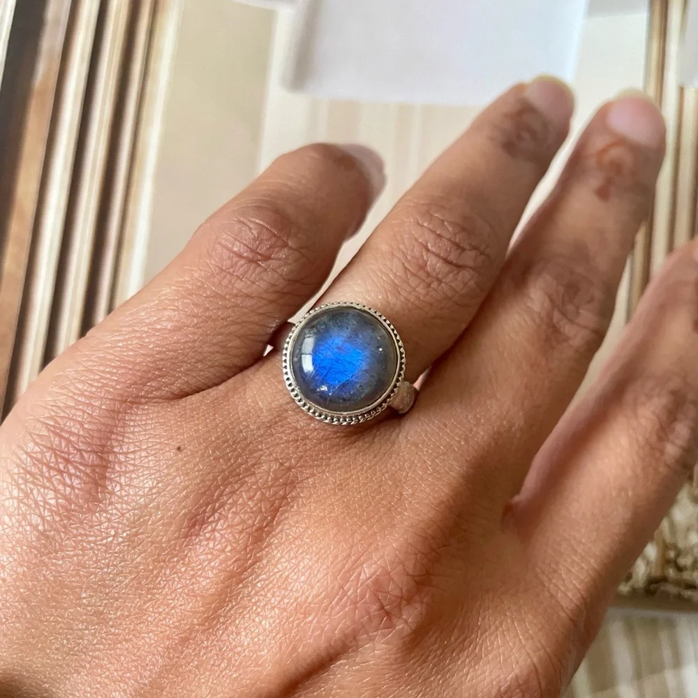 925 Sterling Silver Labradorite Ring Us: 9.5/10